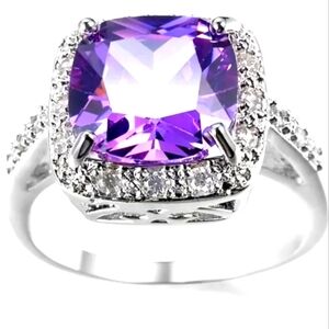 LADIES SIZE 6 NEW PRINCESS CUT AMETHYST   CASUAL TO DRESS TO IMPRESS RING